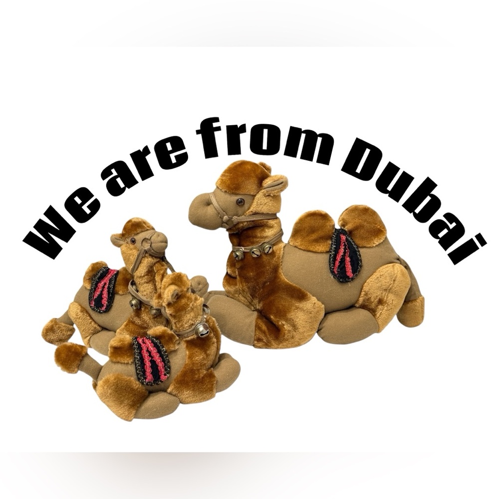 3 Vintage Plush Camels from Dubai